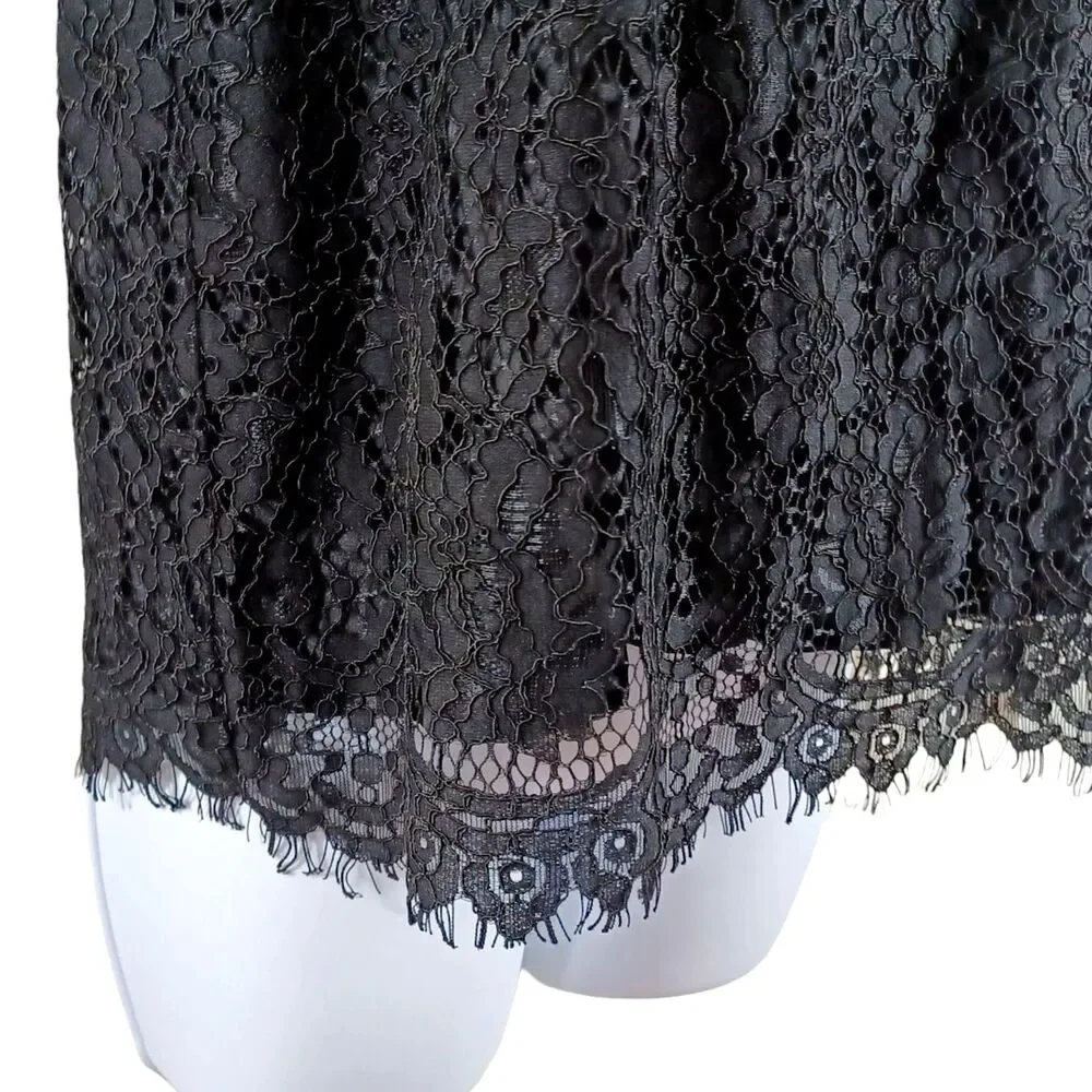 NWT J.Crew XS Black Lace Dark Feminine Sheer Sleeve Top Whimsigoth Romantic Chic